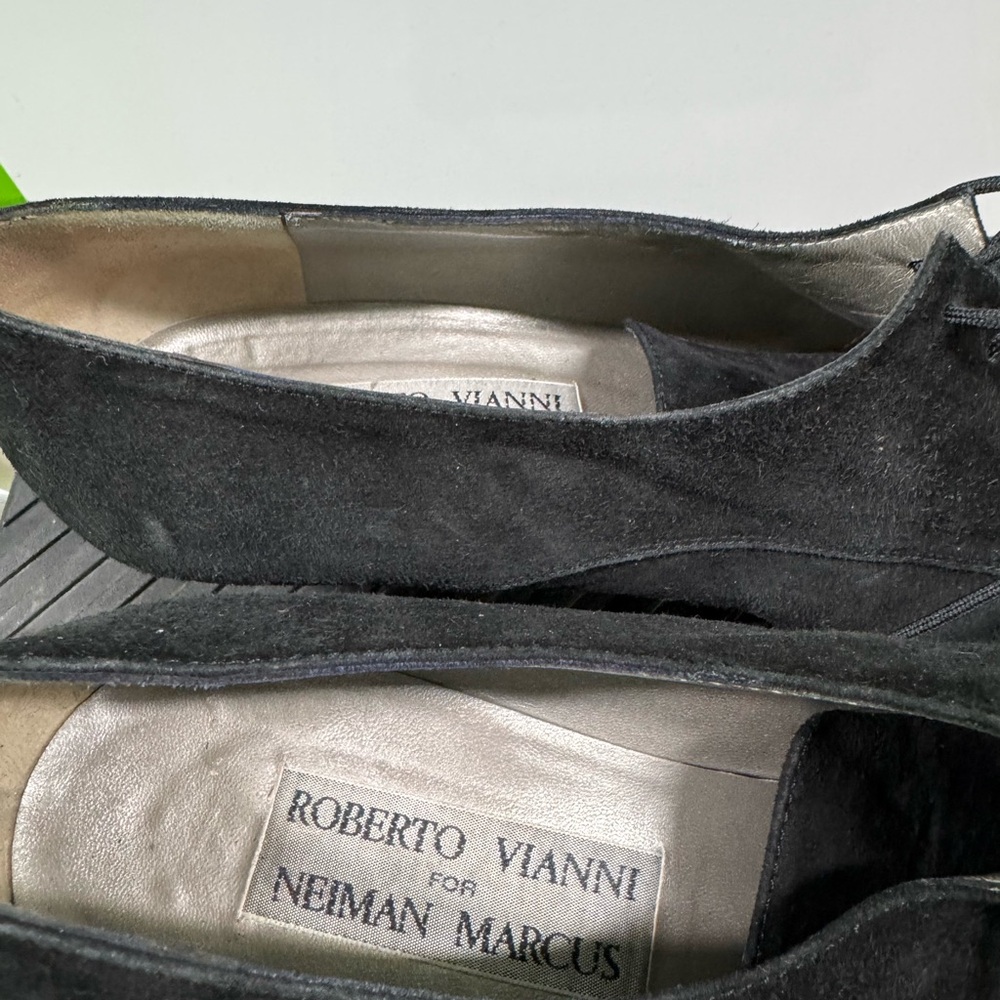 Neiman Marcus Black Lace-Up Loafers - Picture 4 of 5